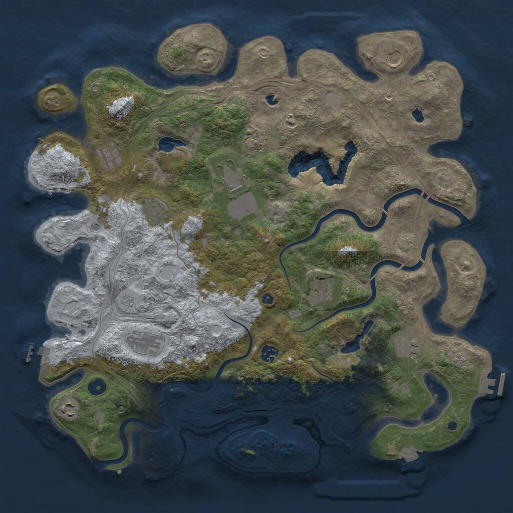 Rust Map: Procedural Map, Size: 4500, Seed: 360573548, 17 Monuments