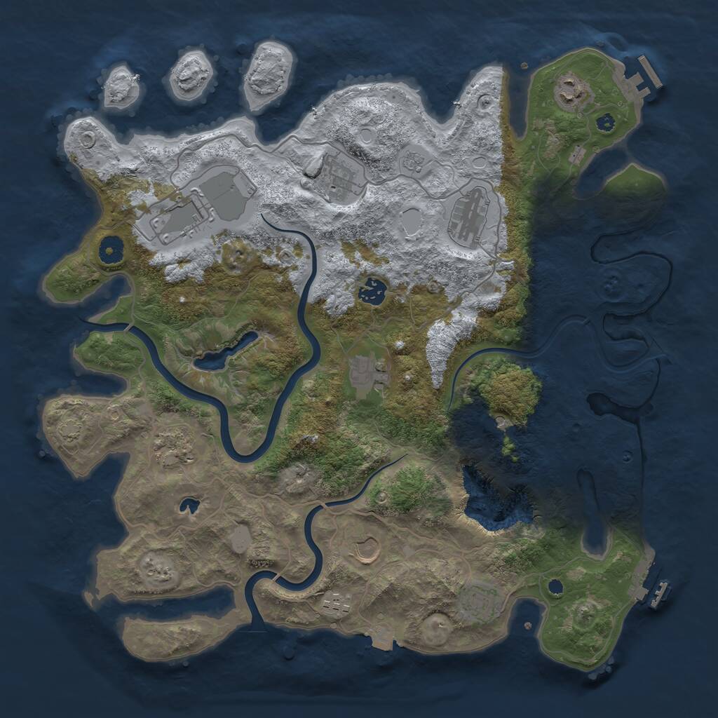 Rust Map: Procedural Map, Size: 4000, Seed: 881981364, 16 Monuments