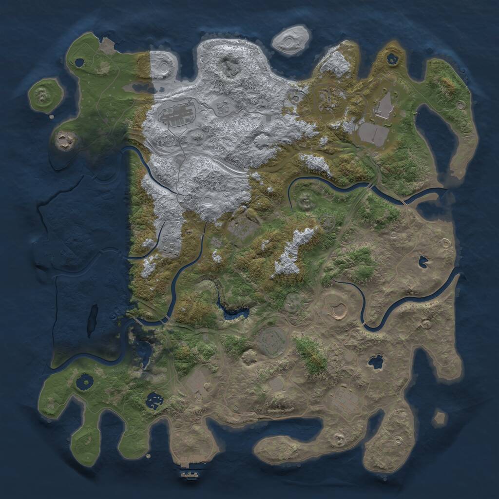 Rust Map: Procedural Map, Size: 4500, Seed: 74219, 17 Monuments