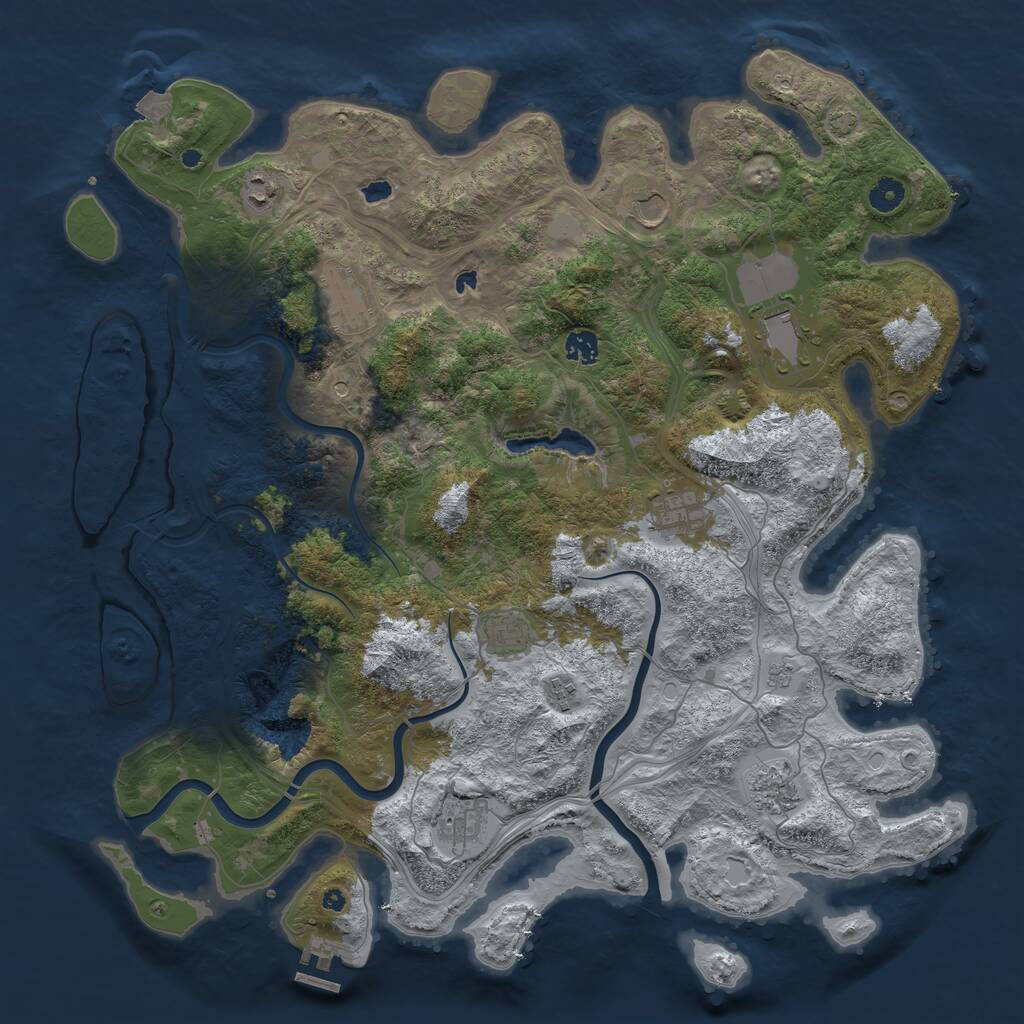 Rust Map: Procedural Map, Size: 4500, Seed: 400244296, 15 Monuments