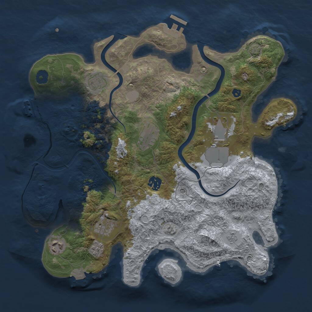 Rust Map: Procedural Map, Size: 3500, Seed: 1878550695, 13 Monuments
