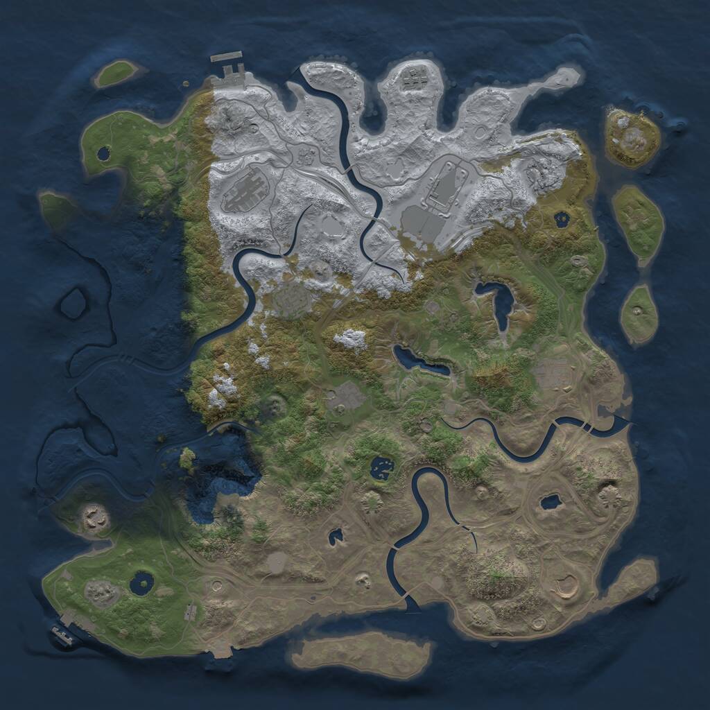 Rust Map: Procedural Map, Size: 4500, Seed: 297033694, 16 Monuments