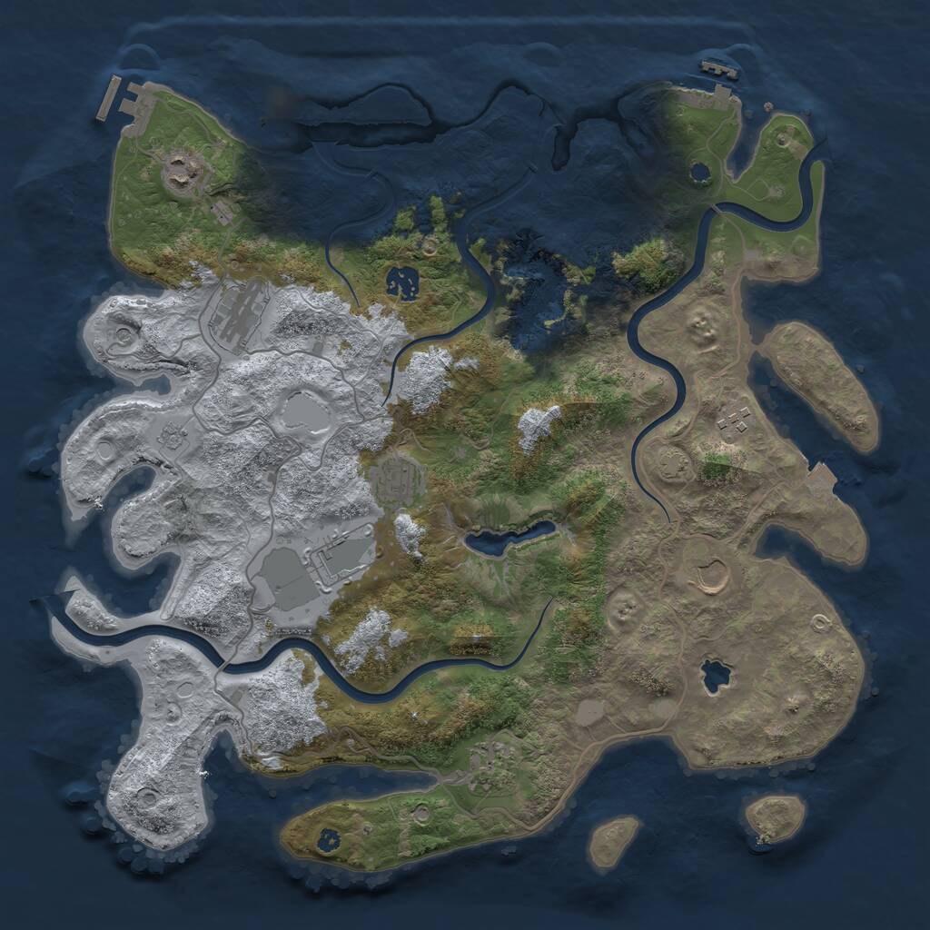 Rust Map: Procedural Map, Size: 4000, Seed: 6295, 14 Monuments