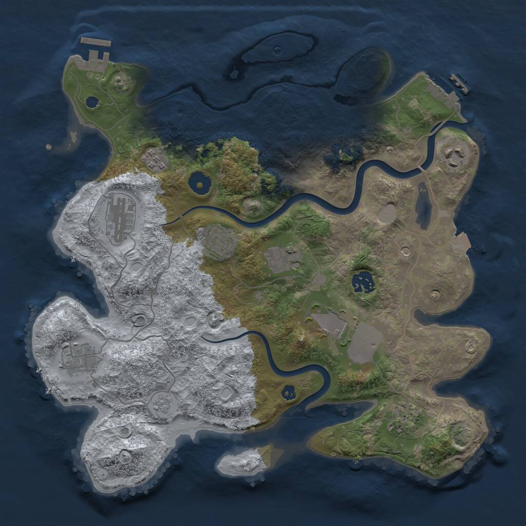 Rust Map: Procedural Map, Size: 3500, Seed: 2603201, 15 Monuments