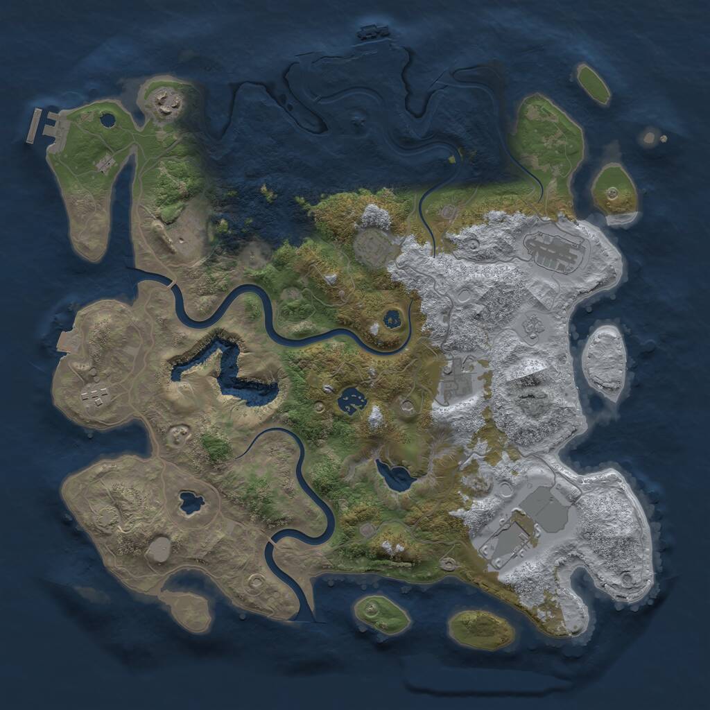 Rust Map: Procedural Map, Size: 4000, Seed: 2043286004, 14 Monuments