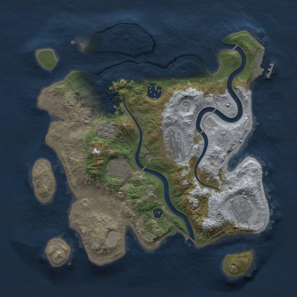 Rust Map: Procedural Map, Size: 3000, Seed: 13117, 10 Monuments