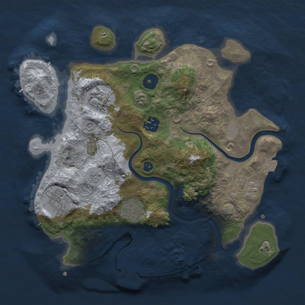 Rust Map: Procedural Map, Size: 3000, Seed: 63837, 10 Monuments