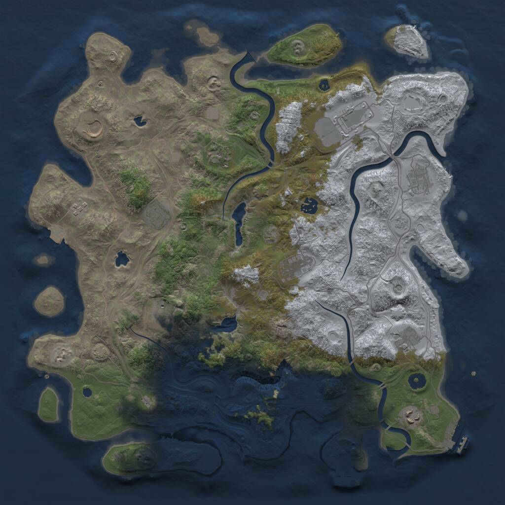 Rust Map: Procedural Map, Size: 4500, Seed: 516684312, 17 Monuments