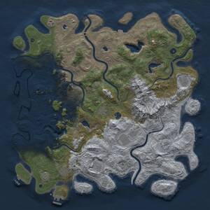 Thumbnail Rust Map: Procedural Map, Size: 5000, Seed: 1223879539, 16 Monuments
