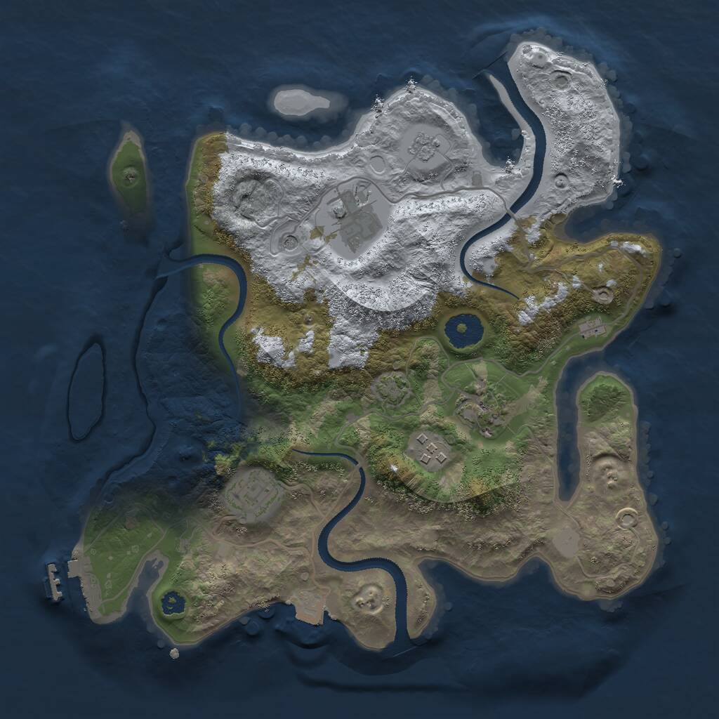 Rust Map: Procedural Map, Size: 3000, Seed: 71154, 9 Monuments