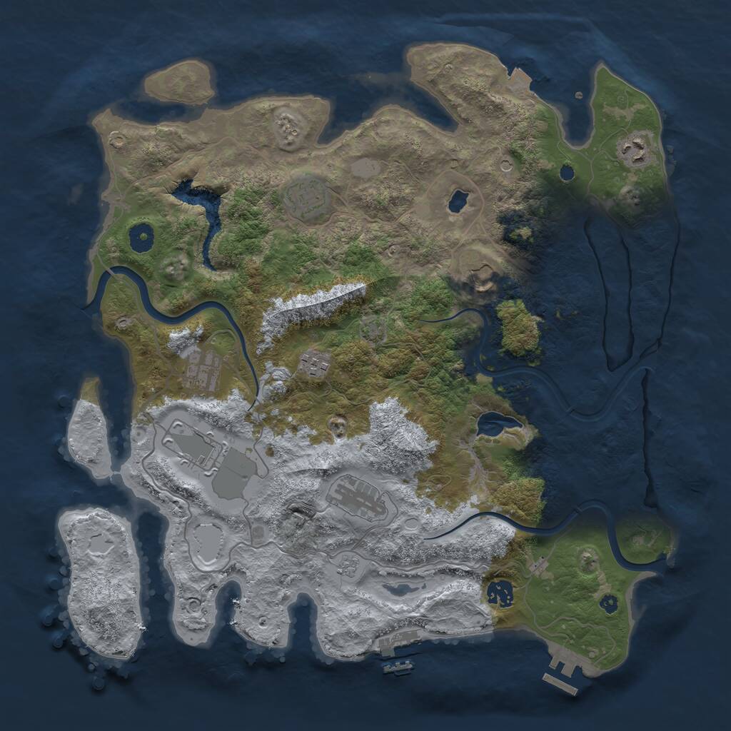 Rust Map: Procedural Map, Size: 4000, Seed: 1956353405, 14 Monuments