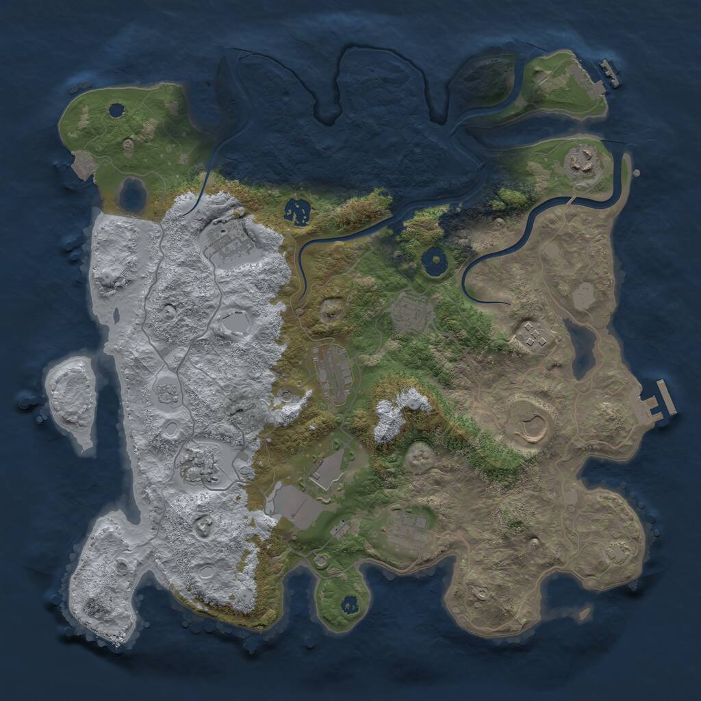 Rust Map: Procedural Map, Size: 3850, Seed: 913092, 16 Monuments