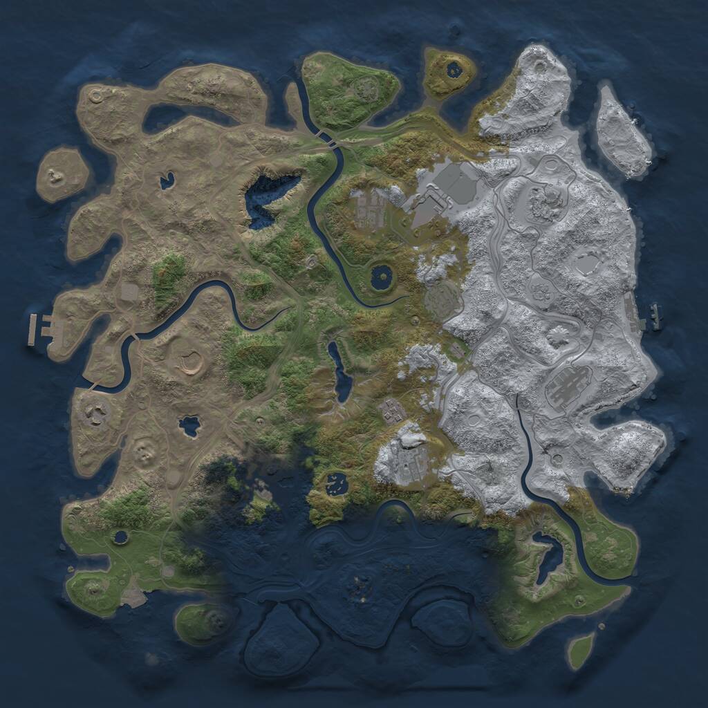 Rust Map: Procedural Map, Size: 4500, Seed: 491816857, 17 Monuments