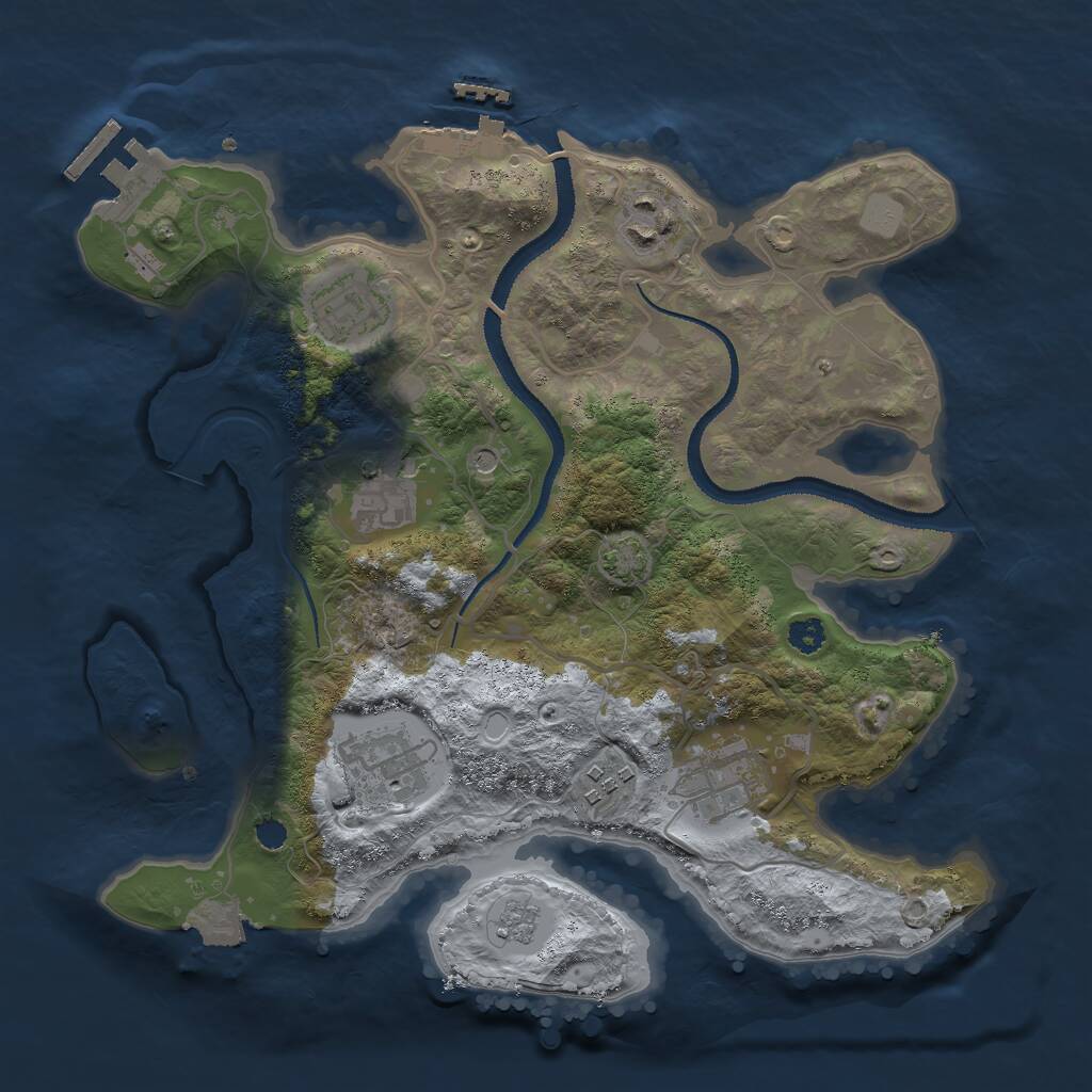 Rust Map: Procedural Map, Size: 3000, Seed: 680814674, 12 Monuments