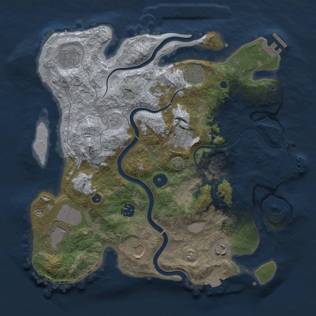 Rust Map: Procedural Map, Size: 3500, Seed: 145674, 14 Monuments