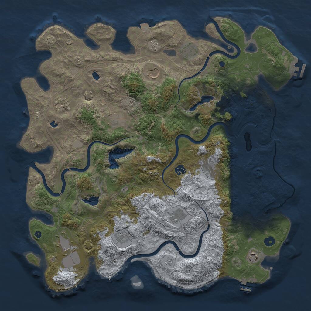 Rust Map: Procedural Map, Size: 4500, Seed: 1915071350, 17 Monuments