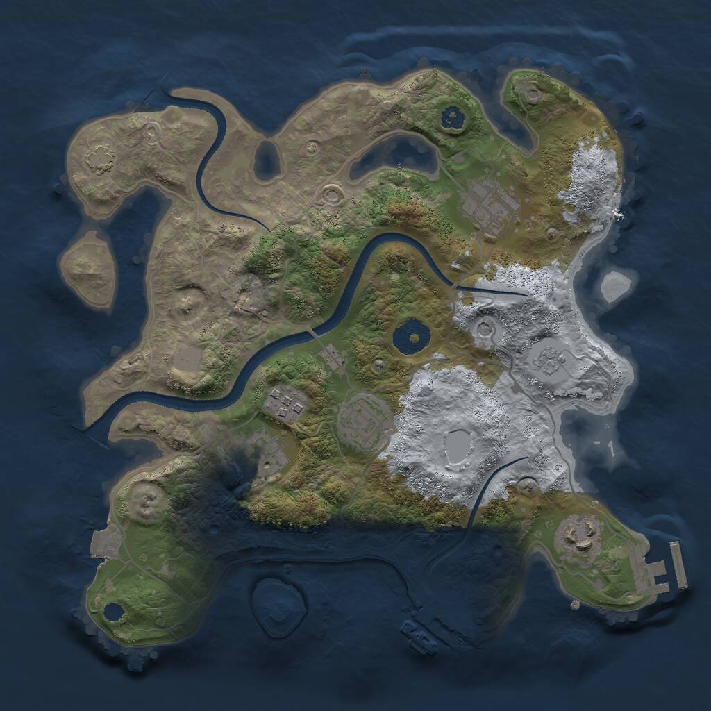 Rust Map: Procedural Map, Size: 3000, Seed: 41234242, 11 Monuments