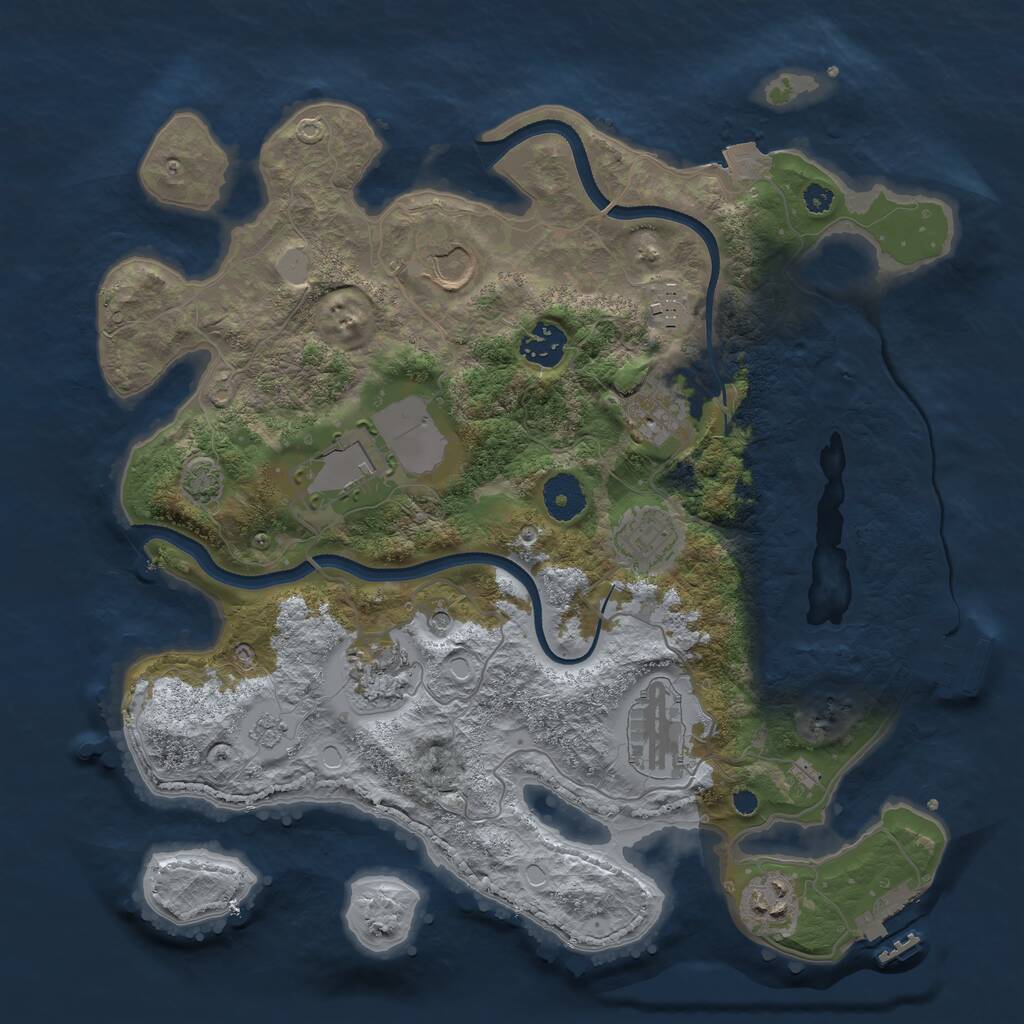 Rust Map: Procedural Map, Size: 3500, Seed: 1369460720, 15 Monuments