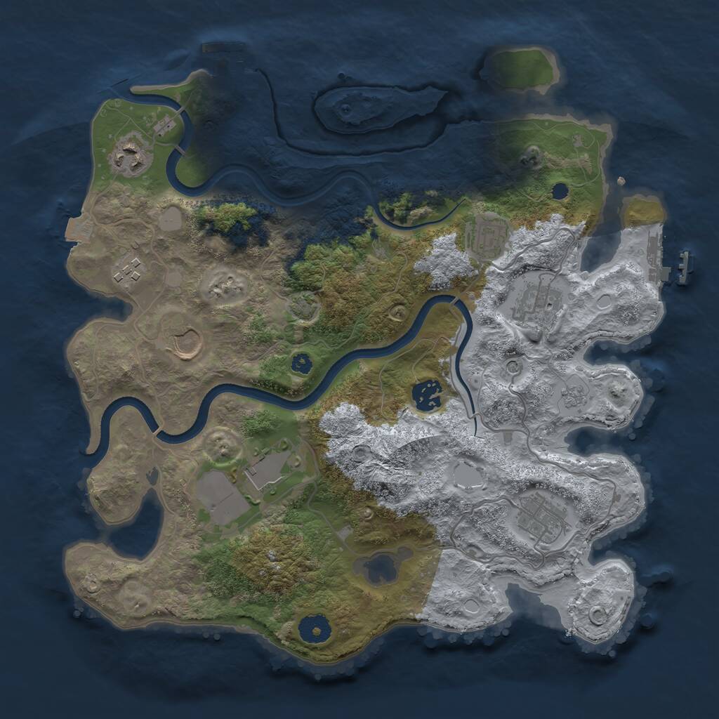 Rust Map: Procedural Map, Size: 3500, Seed: 263825495, 14 Monuments
