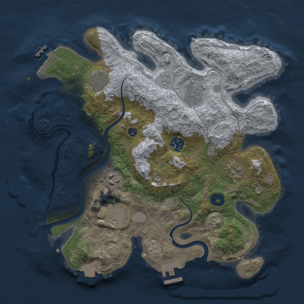 Rust Map: Procedural Map, Size: 3300, Seed: 908415495, 13 Monuments