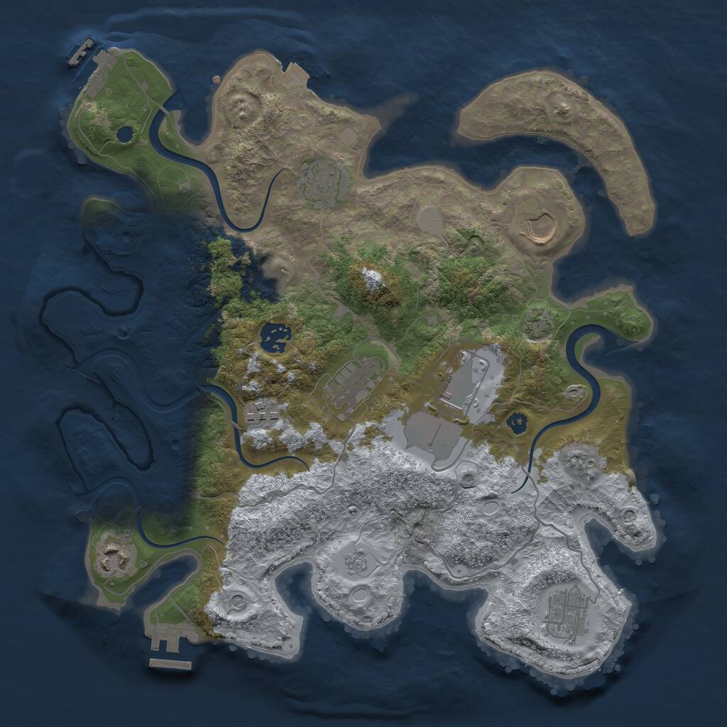 Rust Map: Procedural Map, Size: 3500, Seed: 726513359, 14 Monuments