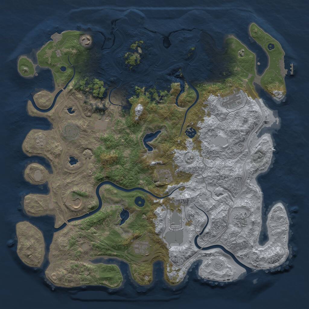 Rust Map: Procedural Map, Size: 4500, Seed: 484555001, 17 Monuments