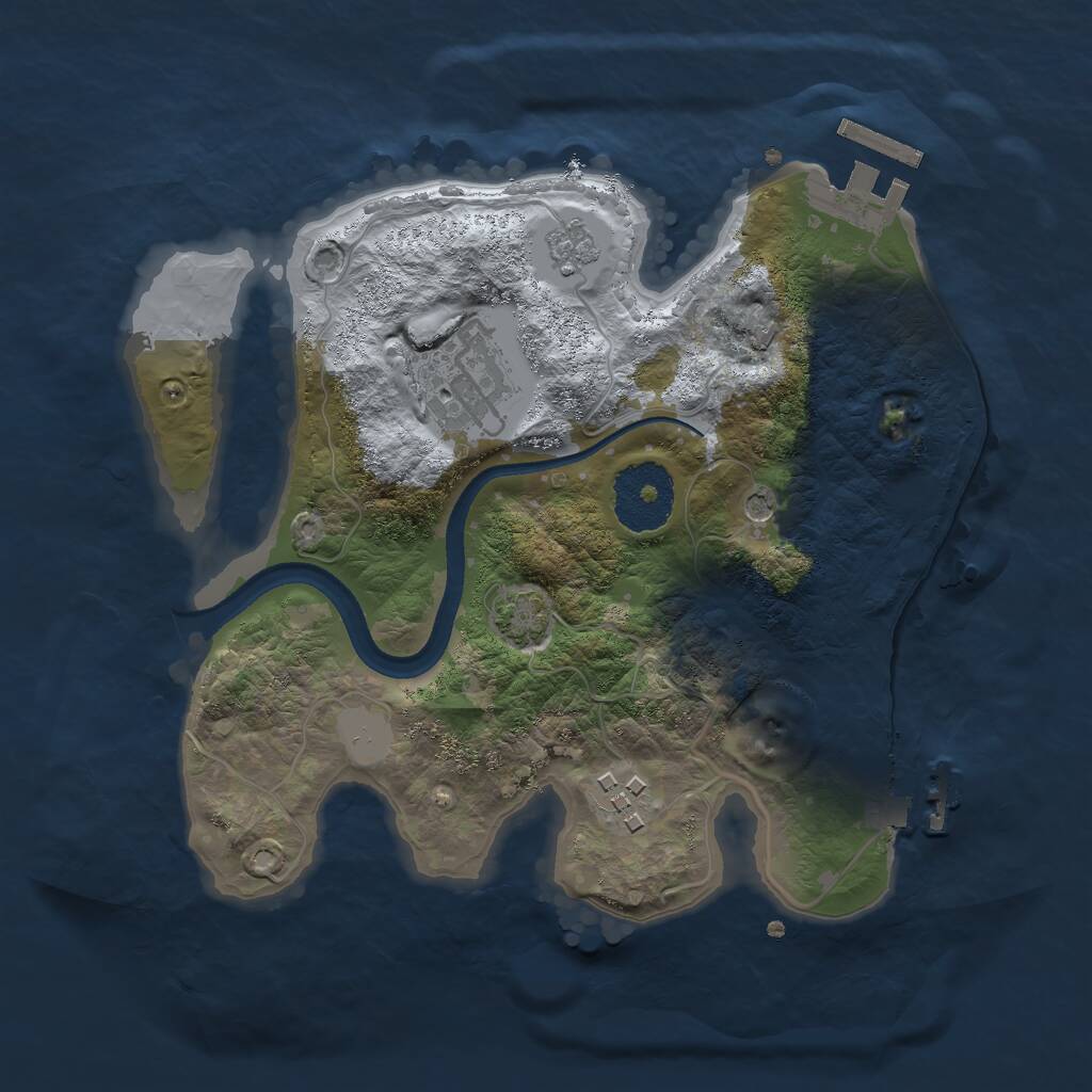 Rust Map: Procedural Map, Size: 2500, Seed: 774217492, 8 Monuments