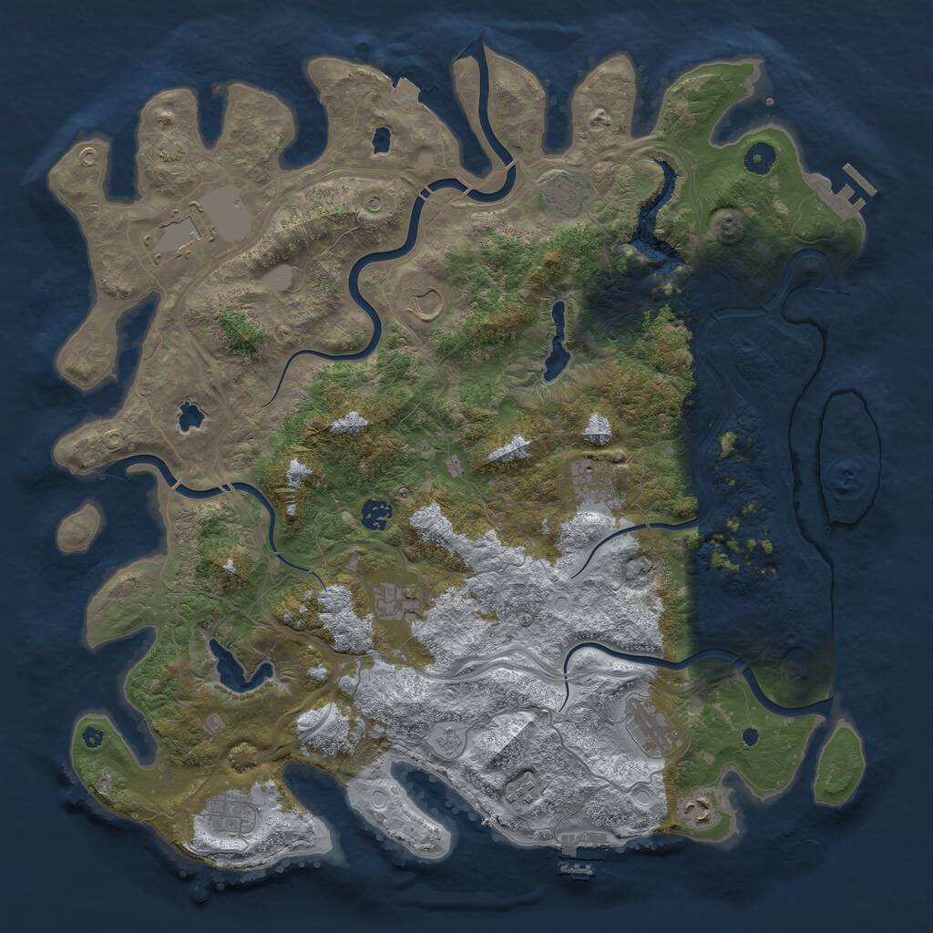 Rust Map: Procedural Map, Size: 4500, Seed: 1300132, 16 Monuments