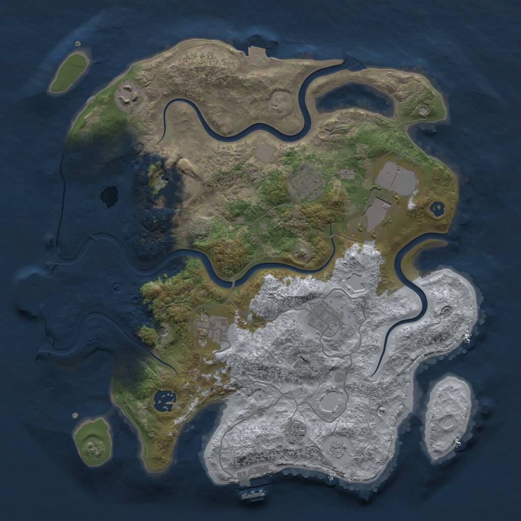 Rust Map: Procedural Map, Size: 3500, Seed: 648280, 14 Monuments