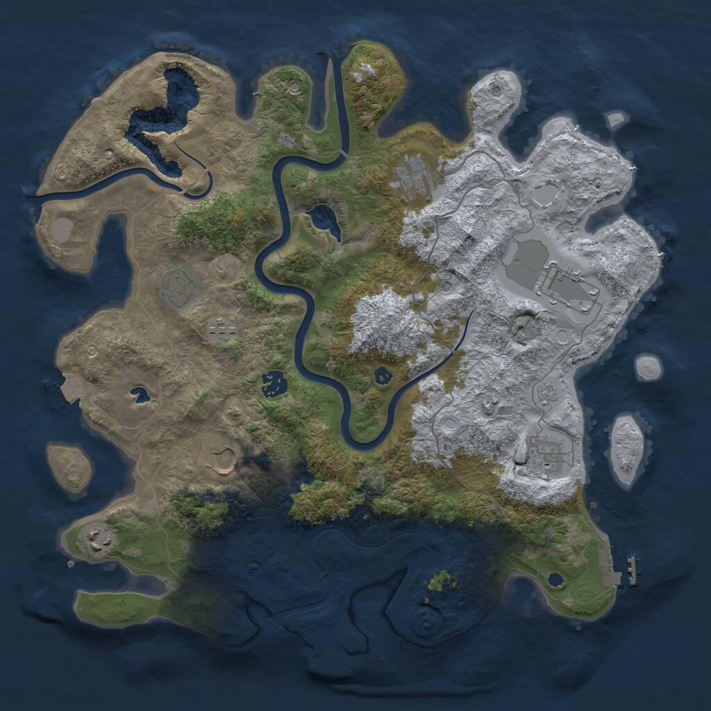 Rust Map: Procedural Map, Size: 4000, Seed: 742285, 14 Monuments