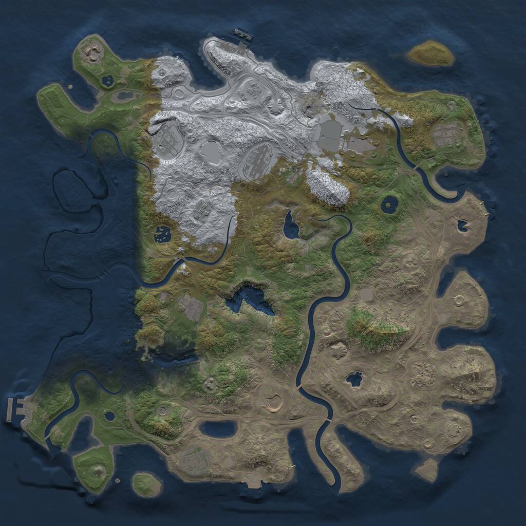 Rust Map: Procedural Map, Size: 4500, Seed: 1821308994, 17 Monuments