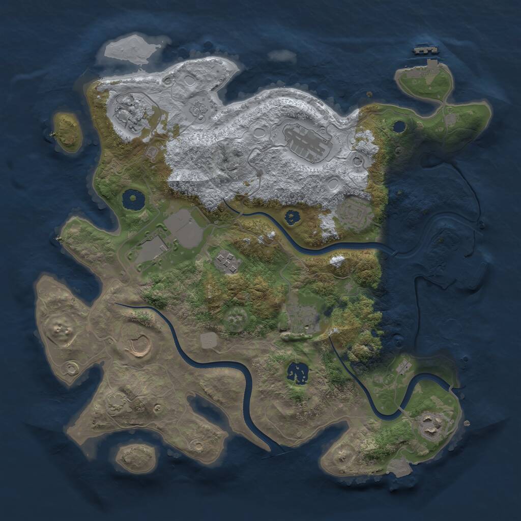 Rust Map: Procedural Map, Size: 3500, Seed: 3245345, 15 Monuments