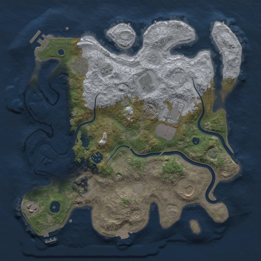Rust Map: Procedural Map, Size: 3500, Seed: 36651, 14 Monuments