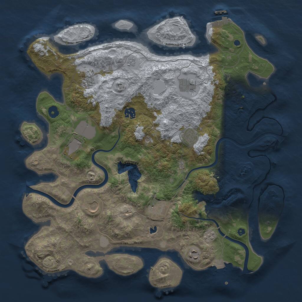 Rust Map: Procedural Map, Size: 4000, Seed: 1285929944, 14 Monuments