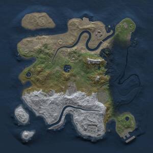 Thumbnail Rust Map: Procedural Map, Size: 3000, Seed: 8651, 9 Monuments