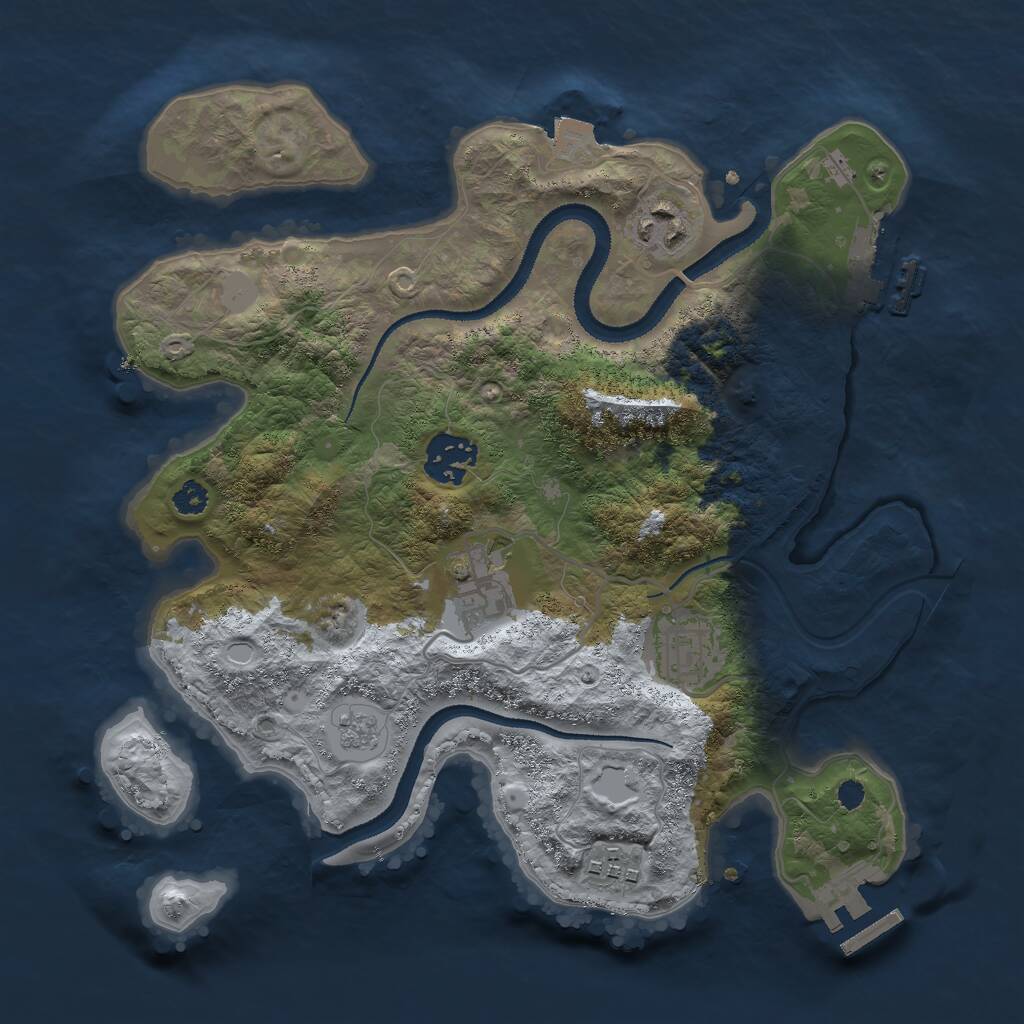 Rust Map: Procedural Map, Size: 3000, Seed: 8651, 9 Monuments