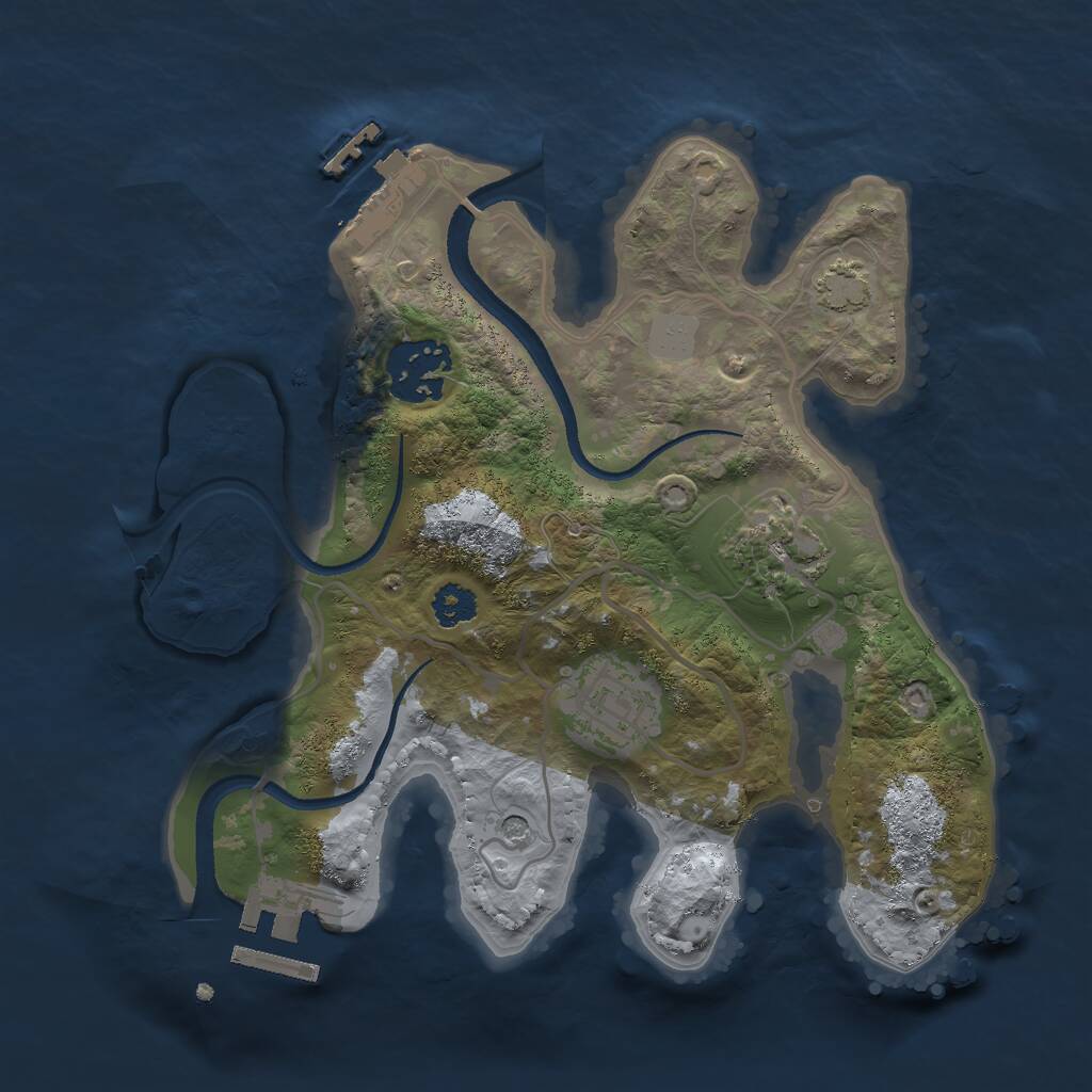 Rust Map: Procedural Map, Size: 2500, Seed: 824714674, 8 Monuments