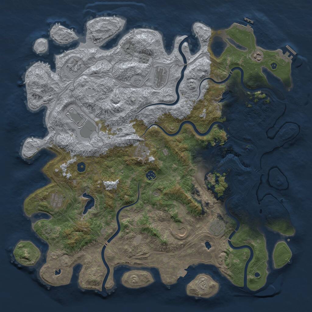 Rust Map: Procedural Map, Size: 4999, Seed: 1324458744, 17 Monuments