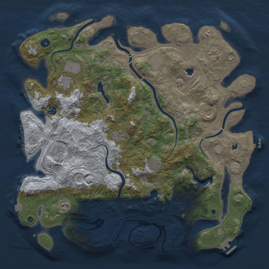 Rust Map: Procedural Map, Size: 4500, Seed: 371635960, 16 Monuments