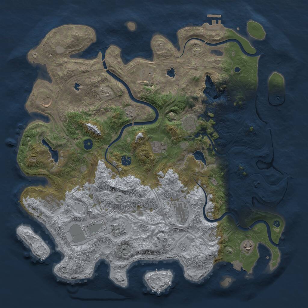 Rust Map: Procedural Map, Size: 4500, Seed: 868812585, 16 Monuments
