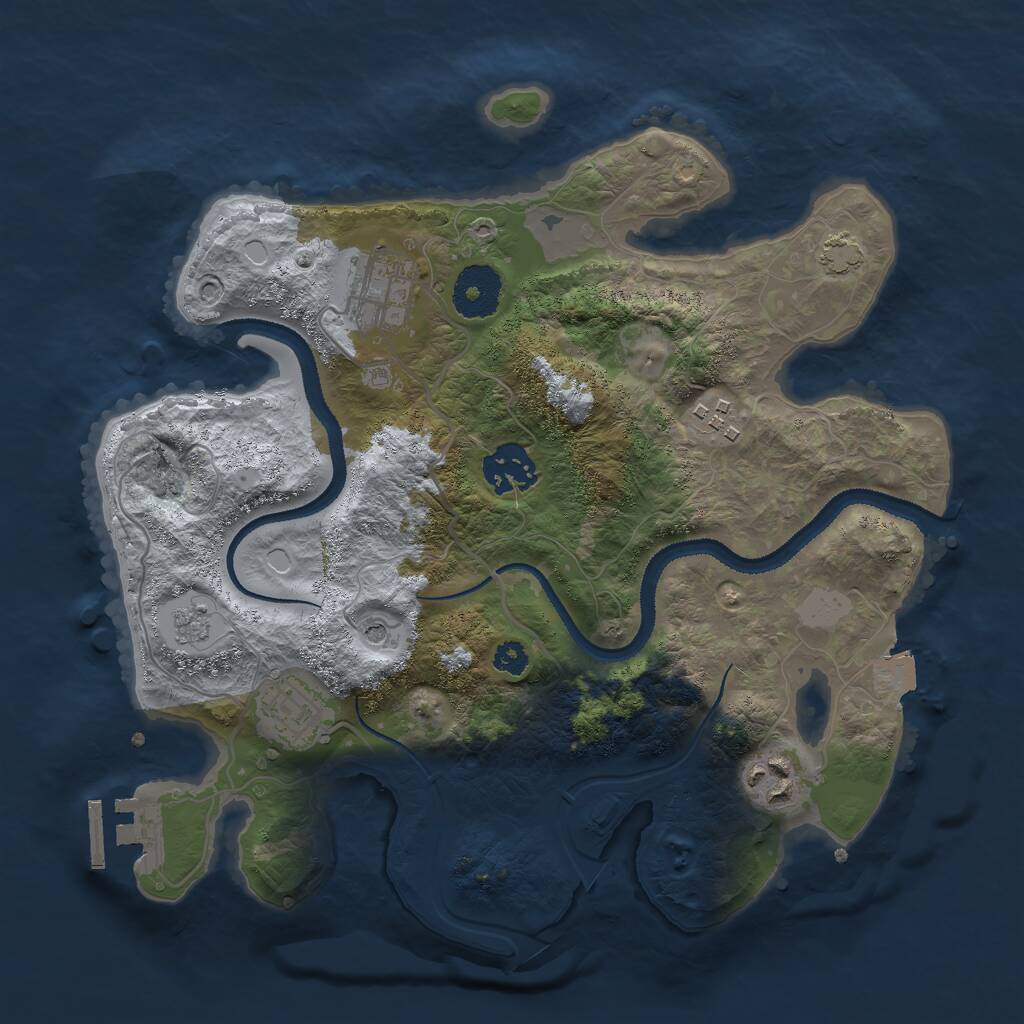 Rust Map: Procedural Map, Size: 3000, Seed: 675386, 10 Monuments