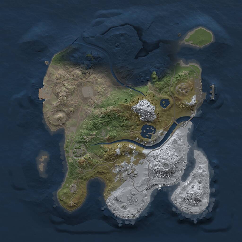 Rust Map: Procedural Map, Size: 2500, Seed: 524070630, 7 Monuments