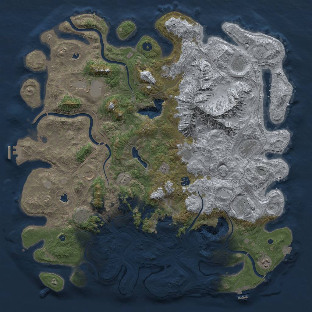 Rust Map: Procedural Map, Size: 5000, Seed: 1196879277, 17 Monuments