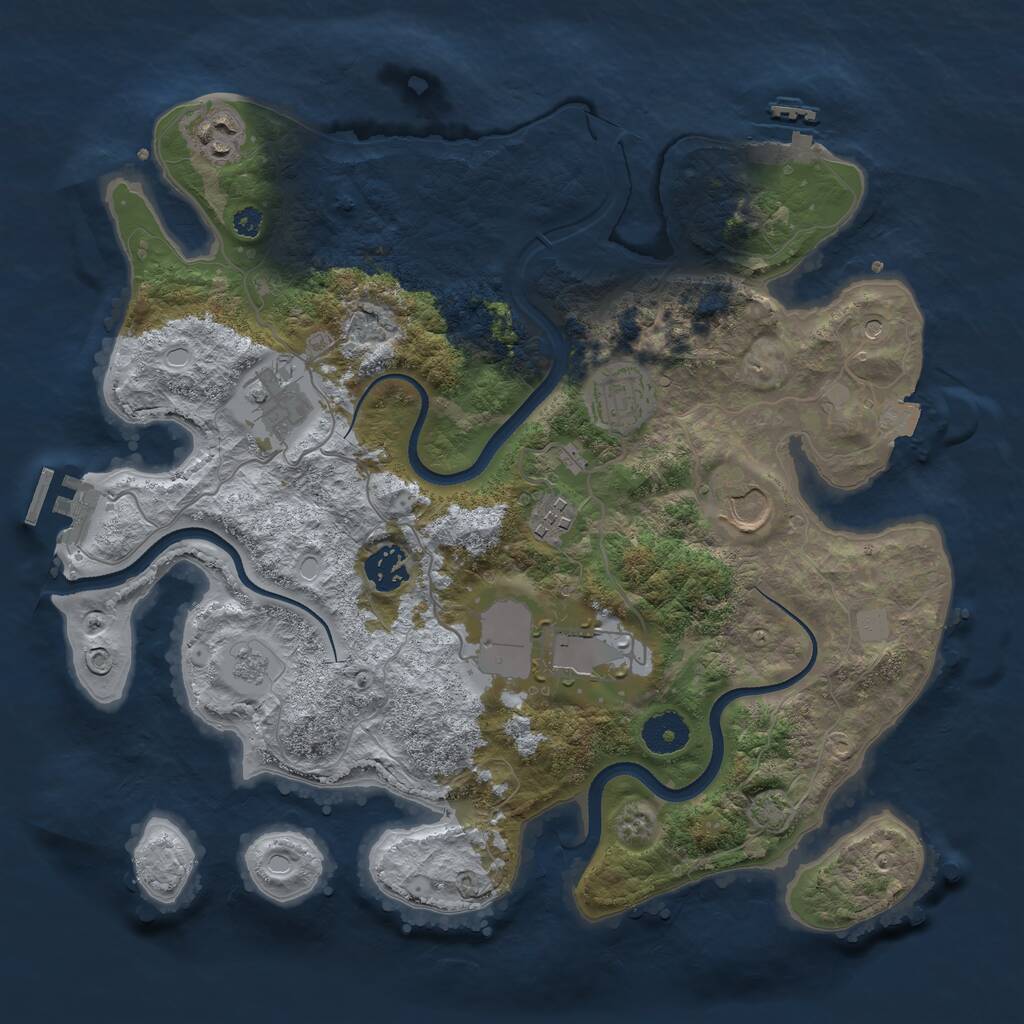 Rust Map: Procedural Map, Size: 3500, Seed: 4674, 13 Monuments
