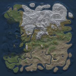 Thumbnail Rust Map: Procedural Map, Size: 5500, Seed: 25897207, 17 Monuments
