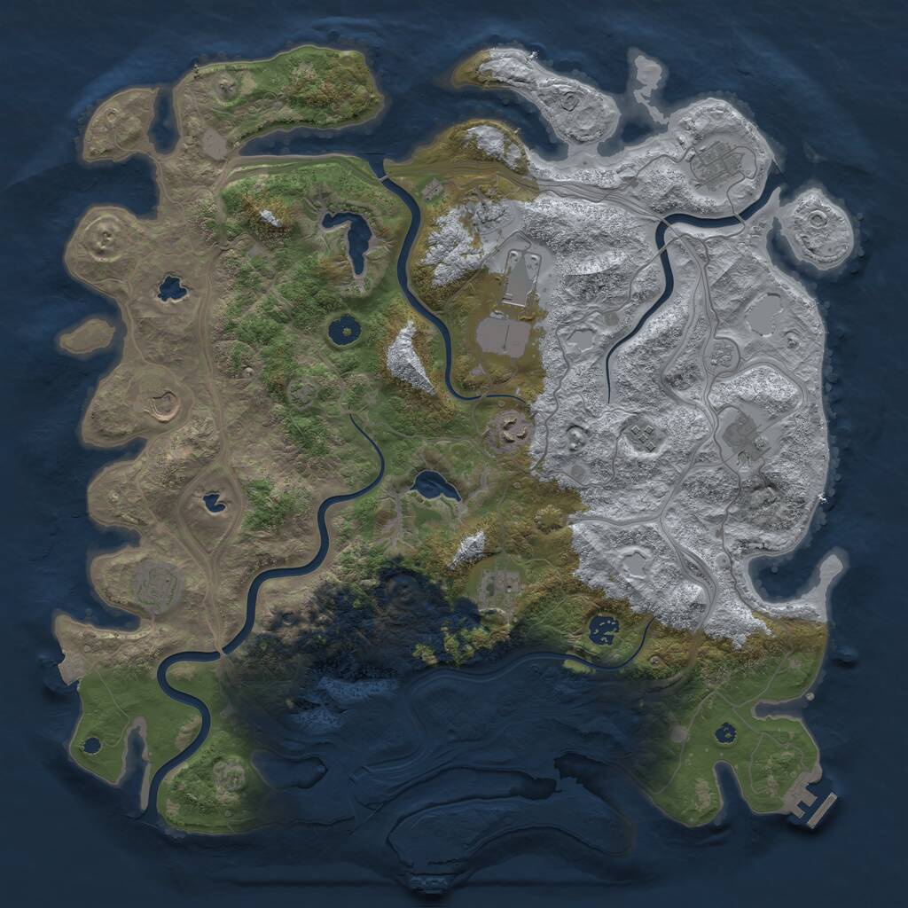 Rust Map: Procedural Map, Size: 4500, Seed: 845799803, 16 Monuments