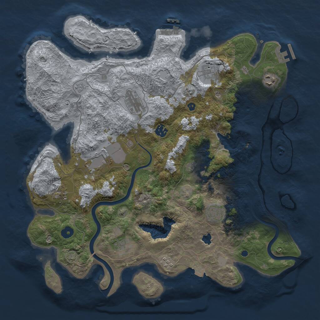 Rust Map: Procedural Map, Size: 4000, Seed: 8128397, 16 Monuments