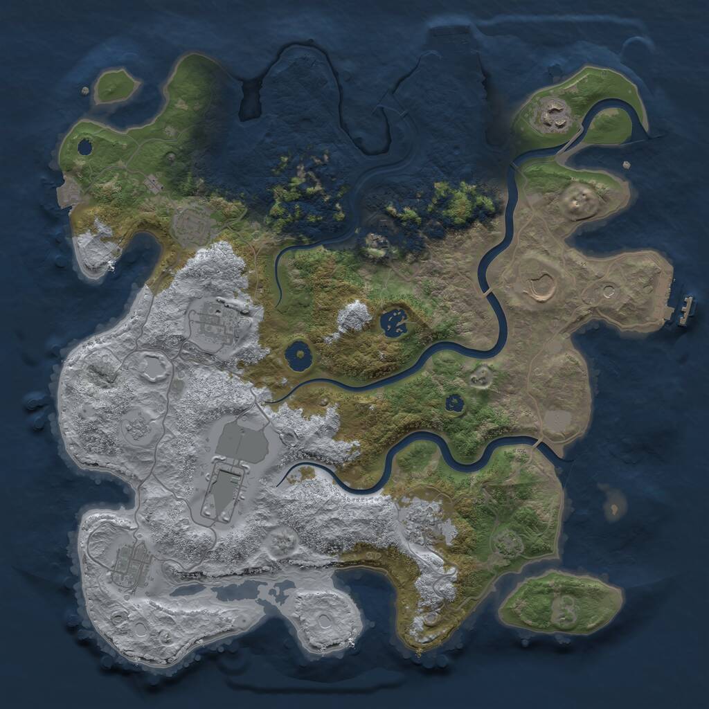 Rust Map: Procedural Map, Size: 3800, Seed: 321893886, 15 Monuments