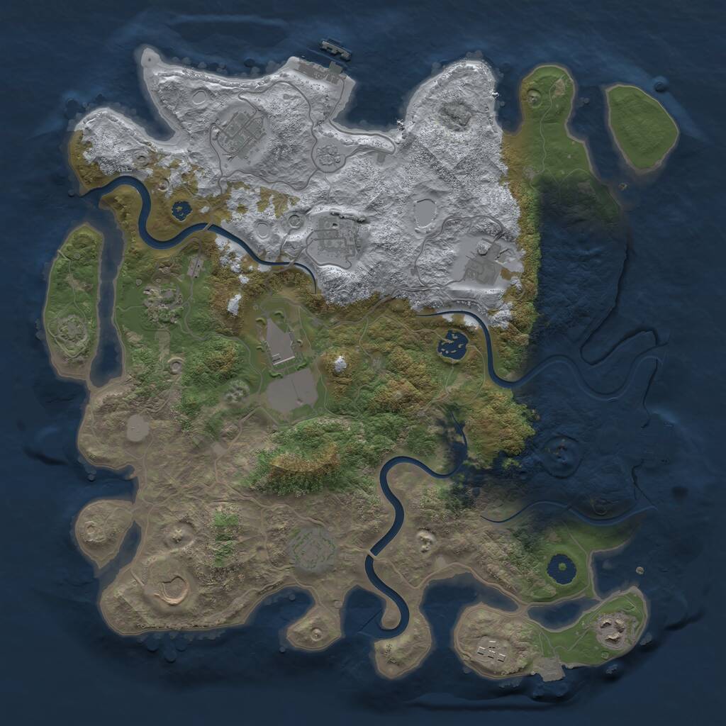 Rust Map: Procedural Map, Size: 3800, Seed: 2083485316, 16 Monuments