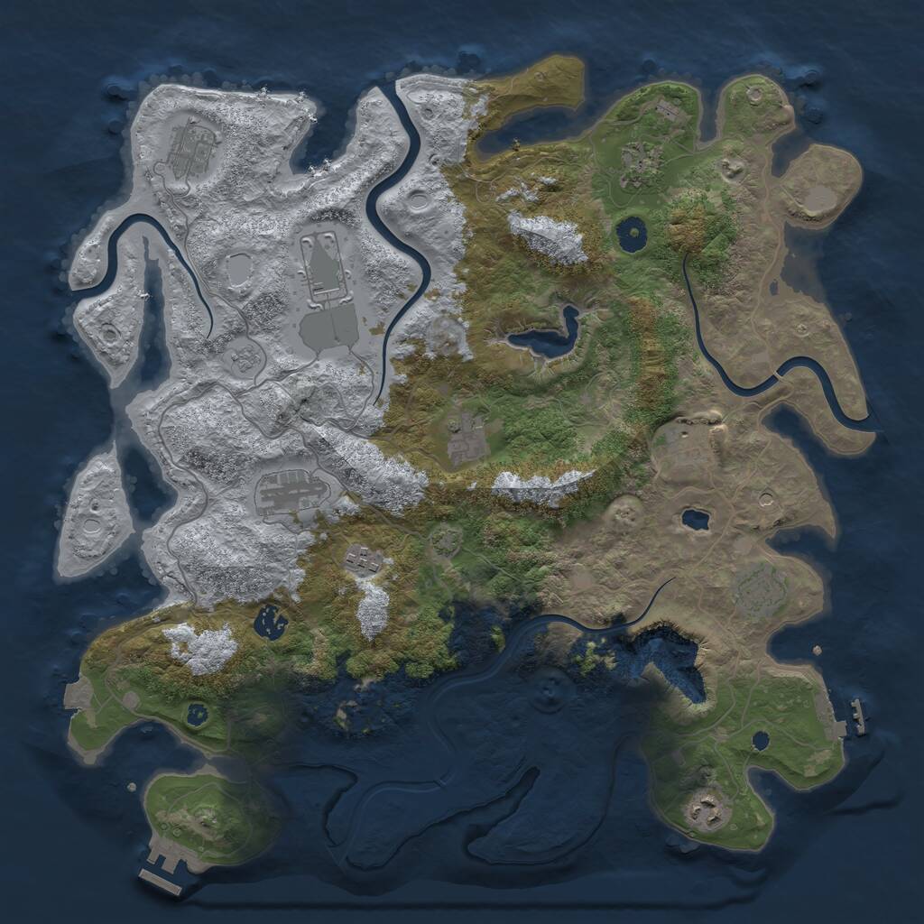 Rust Map: Procedural Map, Size: 4200, Seed: 34559111, 16 Monuments
